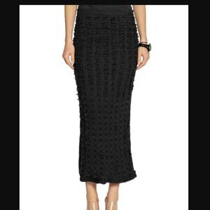 Theysken's Theory Distressed Denim Midi Maxi Skirt | Black | Size US 24